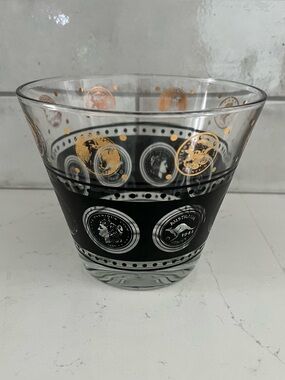 Vintage 1950s CONTINENTAL CAN / HAZEL ATLAS World Coins Glass Ice Bucket